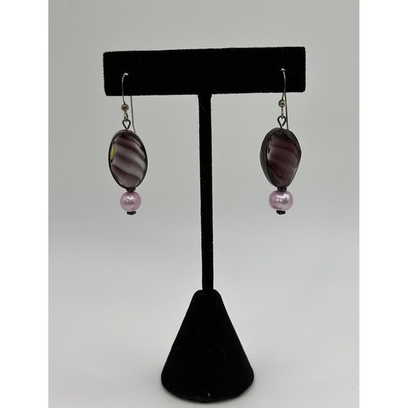 The Unbranded Brand Jewelry - Purple Earring | Marbled Earrings | Dark Purple Drop Earrings